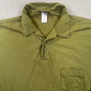 Patagonia Long Sleeve Polo Shirt Mens XL Organic Cotton Olive Green Chest Pocket